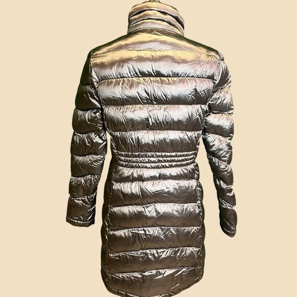 Calvin Klein Pewter Metallic Packable Down-Fill Blend Long Length Puffer Coat S - Picture 10 of 16